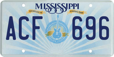 MS license plate ACF696