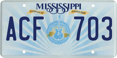 MS license plate ACF703