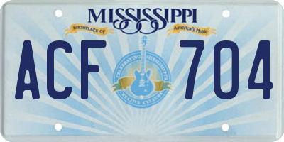 MS license plate ACF704