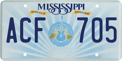 MS license plate ACF705