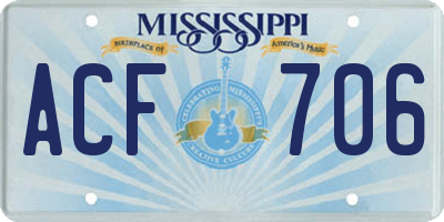 MS license plate ACF706