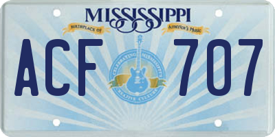 MS license plate ACF707
