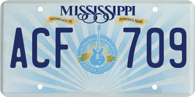 MS license plate ACF709