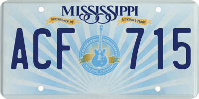 MS license plate ACF715