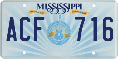 MS license plate ACF716