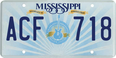 MS license plate ACF718