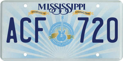 MS license plate ACF720