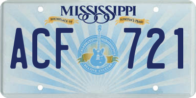 MS license plate ACF721