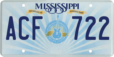 MS license plate ACF722