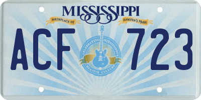 MS license plate ACF723