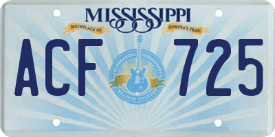 MS license plate ACF725