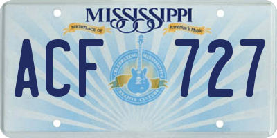MS license plate ACF727