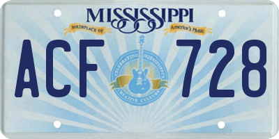 MS license plate ACF728