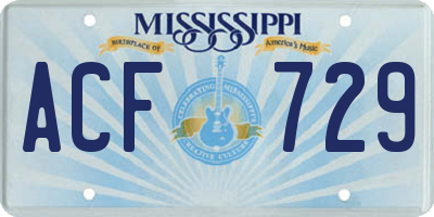 MS license plate ACF729