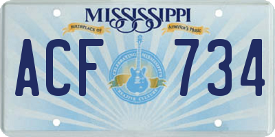 MS license plate ACF734