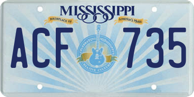 MS license plate ACF735