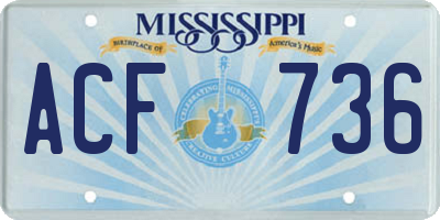 MS license plate ACF736