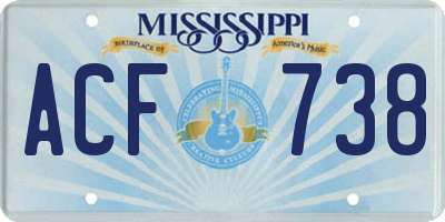 MS license plate ACF738