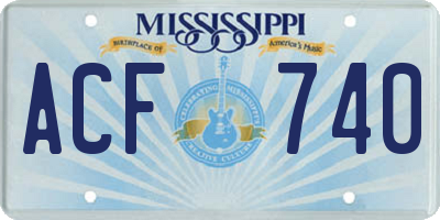 MS license plate ACF740
