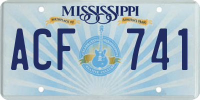 MS license plate ACF741