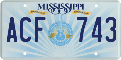 MS license plate ACF743