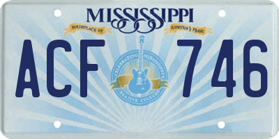 MS license plate ACF746