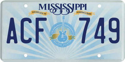 MS license plate ACF749