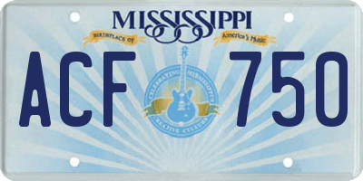 MS license plate ACF750