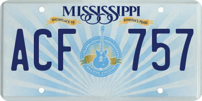 MS license plate ACF757