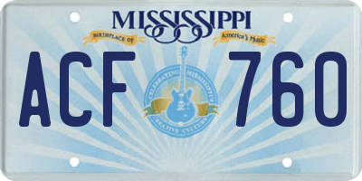 MS license plate ACF760