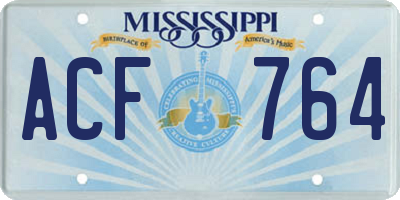 MS license plate ACF764