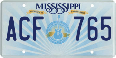 MS license plate ACF765