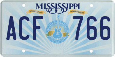 MS license plate ACF766
