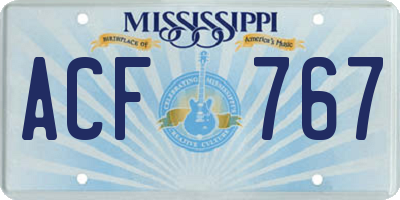 MS license plate ACF767