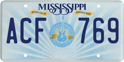 MS license plate ACF769