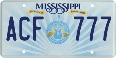 MS license plate ACF777