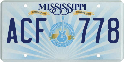 MS license plate ACF778