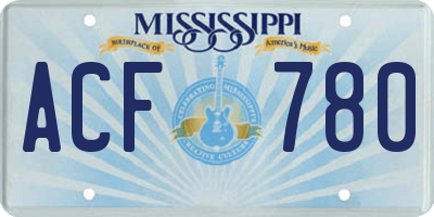 MS license plate ACF780