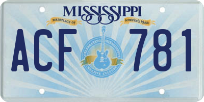 MS license plate ACF781