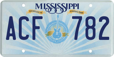 MS license plate ACF782