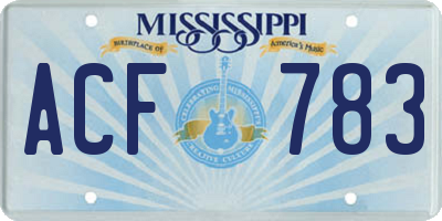 MS license plate ACF783