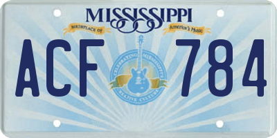 MS license plate ACF784