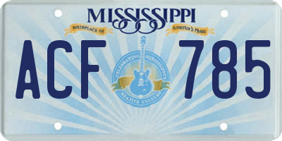 MS license plate ACF785