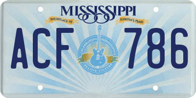 MS license plate ACF786