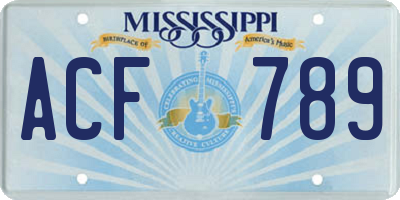MS license plate ACF789