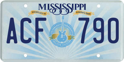 MS license plate ACF790