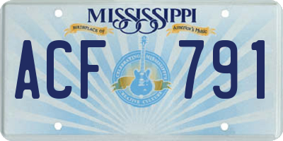 MS license plate ACF791