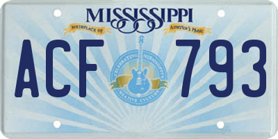 MS license plate ACF793
