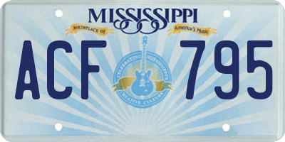 MS license plate ACF795