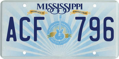 MS license plate ACF796